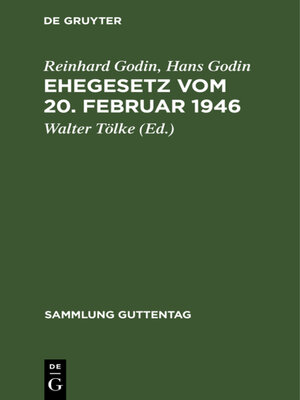 cover image of Ehegesetz vom 20. Februar 1946